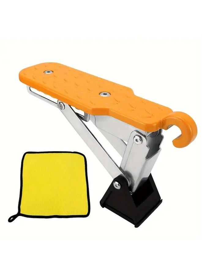 Orange Aluminum Rear Door Step Ladder Adjustable 7 Position Folding Roof Rack Entry Platform 500 lbs Capacity - Image 1